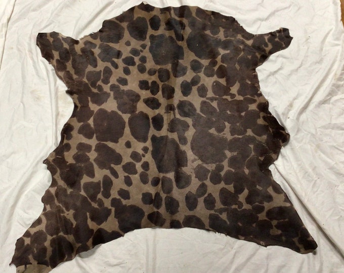 Brown on Brown Giraffe Print Hair on Calf Hide, CALF826, Cowhide Rug.  Leather Hides.