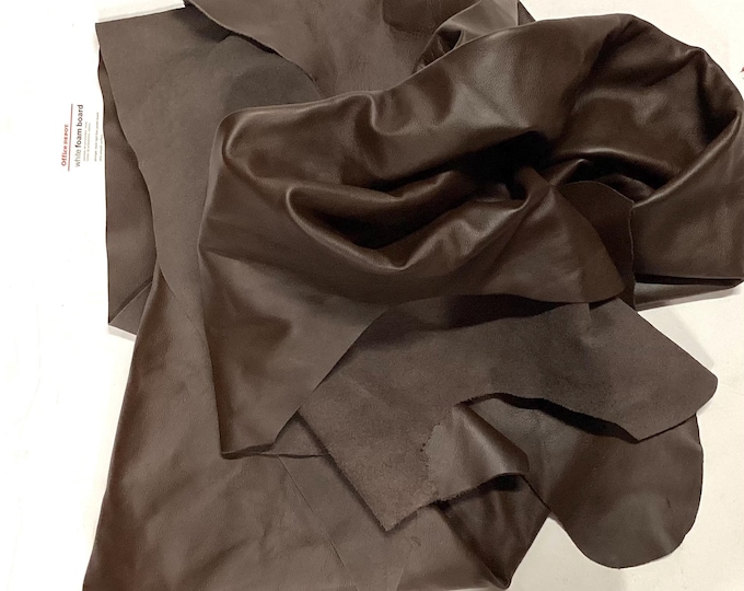 Caress a Coffee Brown Leather Cowhide Partial. Leather Hides. Remnants. Crafting Leather.  BR1009
