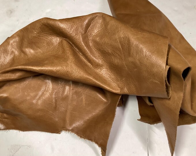 Whiskey Brown Leather Cowhide Remnant. Leather Pieces. Cowhide. Crafting Leather.  BR1007