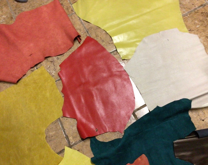 9 pieces Leather Cowhide Remnants. Leather pieces.  SPC64