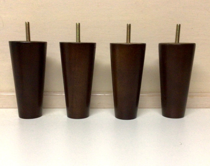 6 Inch Walnut Finish Wooden Furniture Legs (Set of 2 or 4) SC6W