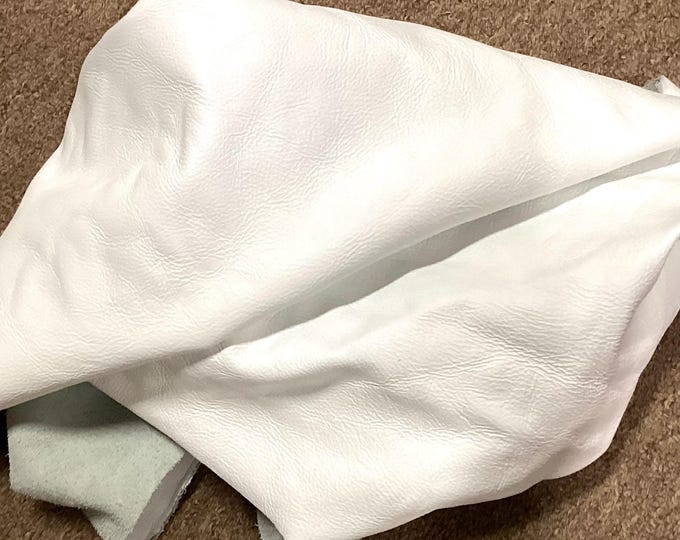 White Leather Cowhide Remnants, leather hides, crafting leather. CL52505