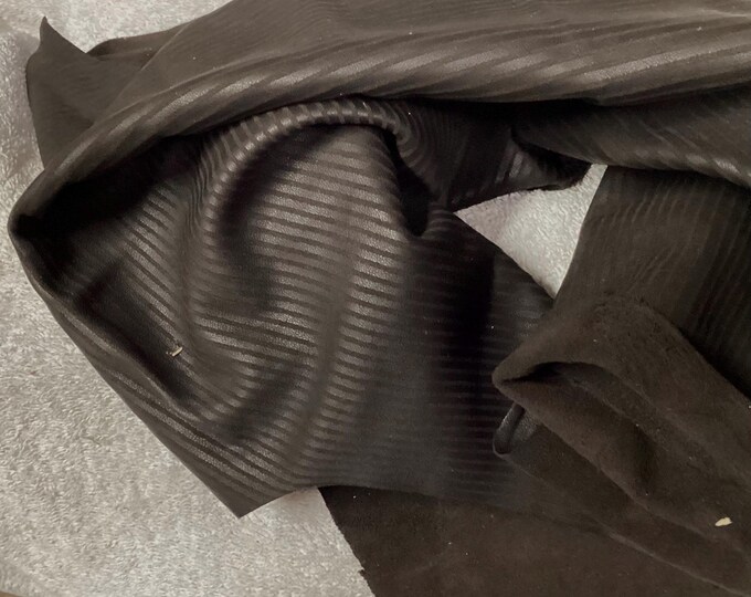 Brown Pin Stripe Leather Lambskin. Leather hides, leather pieces. Crafting leather.  OSM659