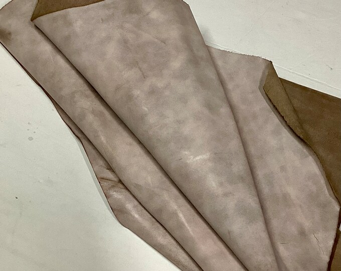 Distressed Mauve Leather Cowhide Remnant.  Leather Hides.  Cowhides. Upholstery Leather,  Garment Leather,  FRE40
