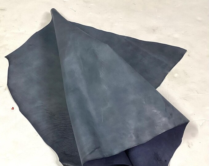 Distressed Blue Leather Cowhide Remnants.  Leather Hide.  Cowhide,  OSM491