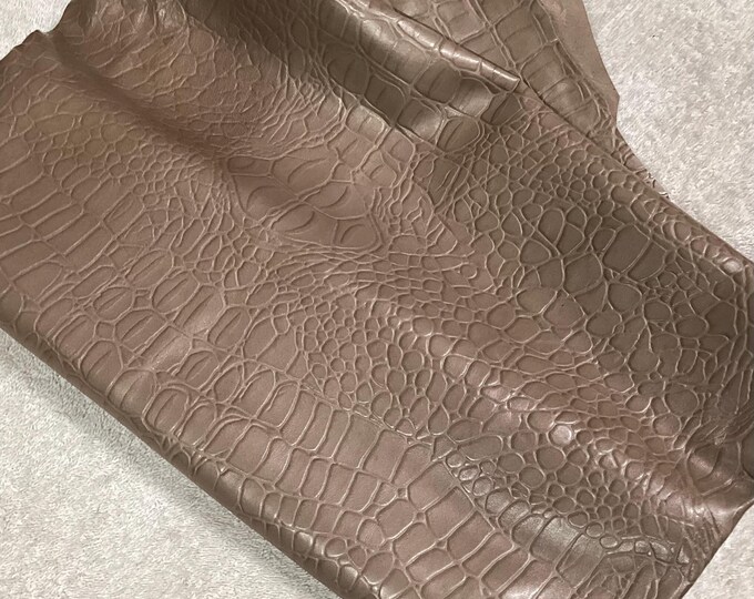 Taupe Embossed Gator Leather Lambskin,  LAMB7111