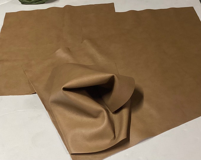 4 Pieces Camel Colored Leather Cowhide Sqaures HY855