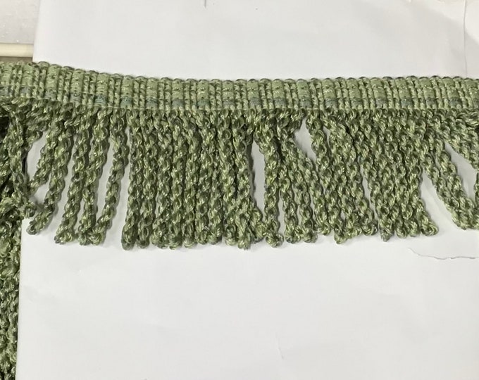 Green 3 Inch Knitted Bullion Fringe. Trim.  Upholstery Trim.  Decorative Fringe. VNT32