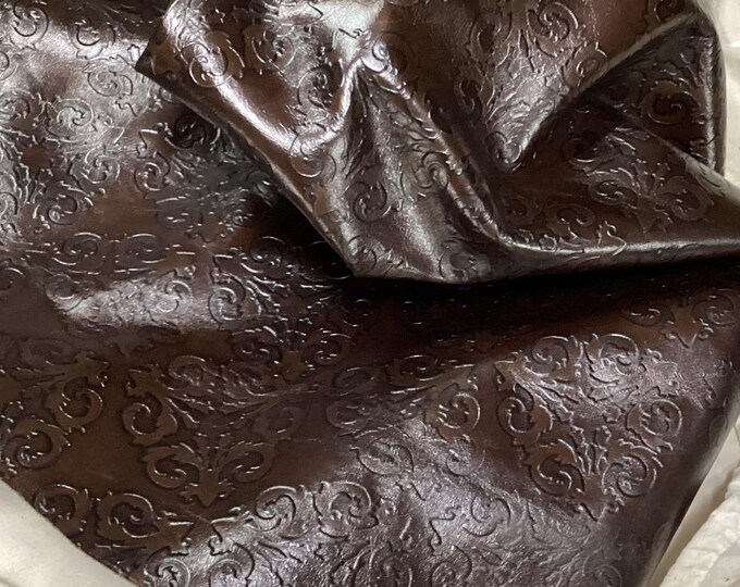 Brown Embossed Leather Cowhides. Fallacious Truffle.  Leather Hides.  Cowhides. Garment Leather. MRH2960