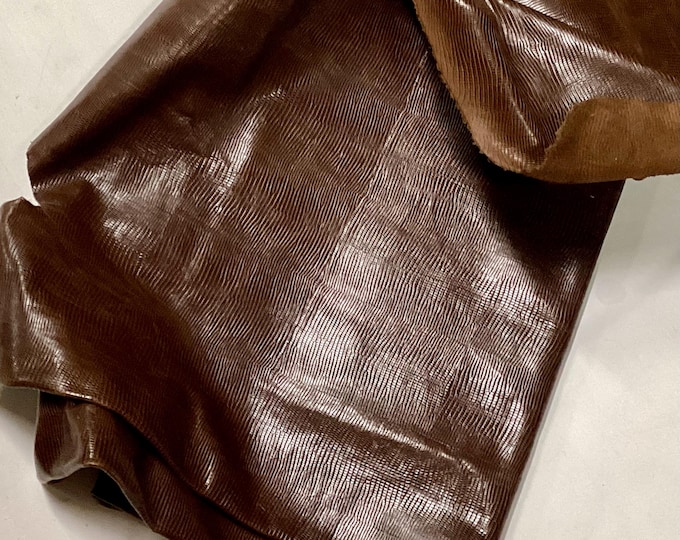 Dark Brown Gecko Embossed Leather Cowhide Partials DD2232