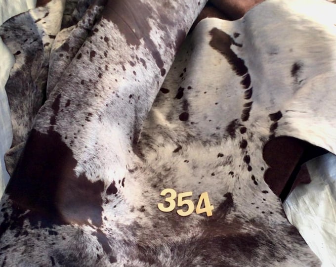 Chocolate Brown Acid Wash Cowhide Remnant: Soft Hair-on-Hide Leather. HOHR354