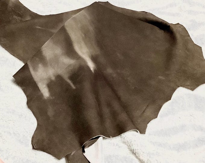 Distressed Brown Suede Lambskin Leather Hide: 5 sq ft, 0.8-1.0mm.  OSM9950