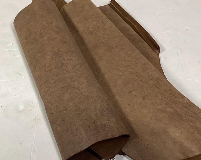 Driftwood Brown Leather Goat Hide Remnant.  Leather Pieces. Scrap Leather,  BR1029