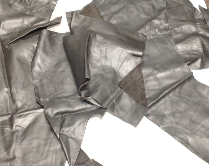 Packages of 2 Titanium LeatherCowhide Remnants.  Leather Pieces.  Crafting Leather.  10127
