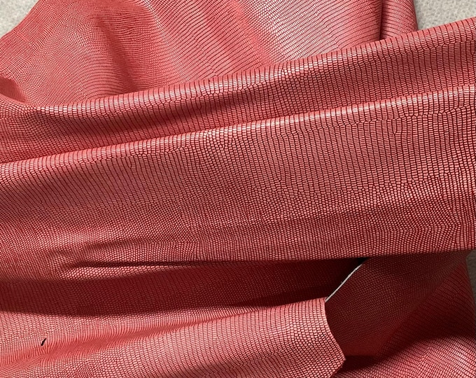 Bubble Gum Pink embossed Gator Leather cowhide Remnant, LAC100