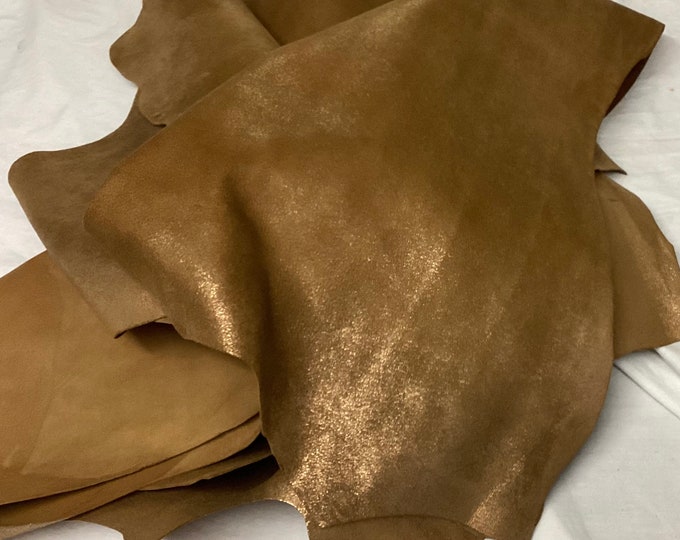 Tarnished Gold Leather Lambskins.  Leather Hides.  OSM1526
