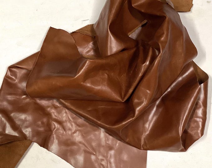 Chestnut Leather Cowhide Remnants. Leather Pieces. Cowhide. Crafting Leather.  BR1034
