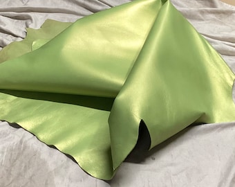 Grasshopper Green Satin Finish Leather Lambskins.  OSM20527