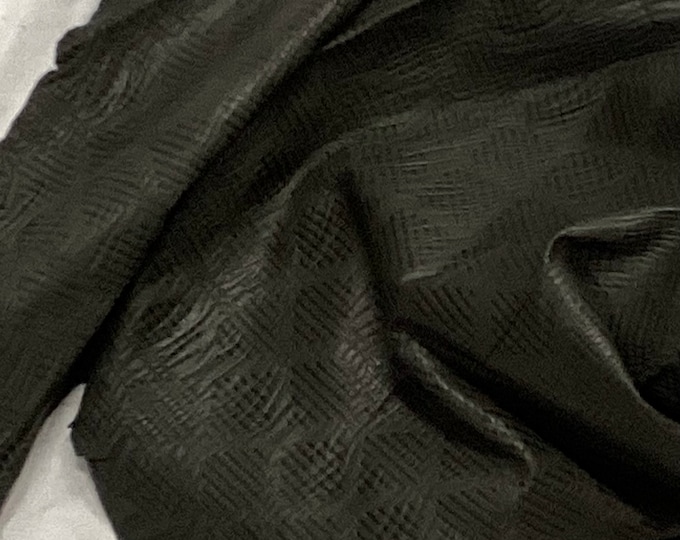 Dark Forest Green Embossed Leather Lambskin.  LAMB3020