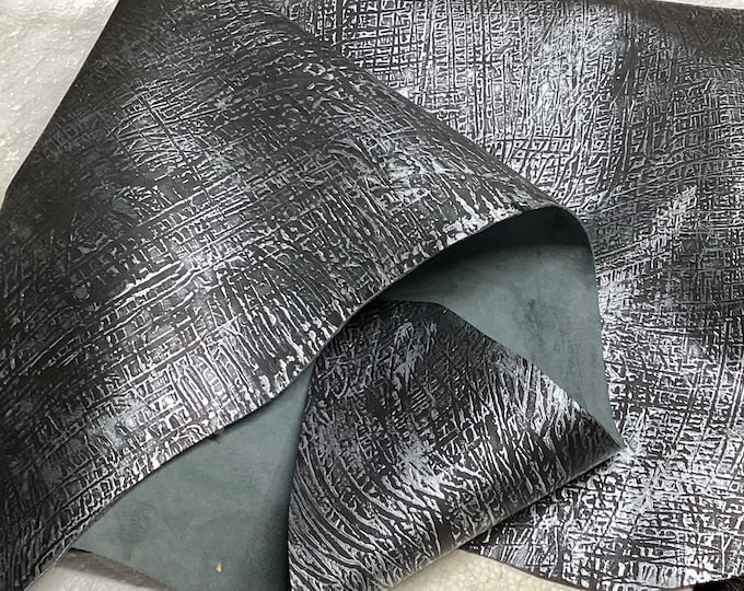 Black and Gray Embossed Leather Lambskins.  OSM859