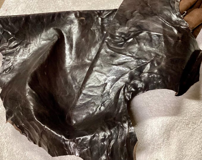 Dark Brown Embossed Tree Bark Leather Lambskins OSM10175