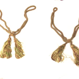 Burgundy Green Gold Curtain Tiebacks: Double Tassel Twist Ties (Set of 2)