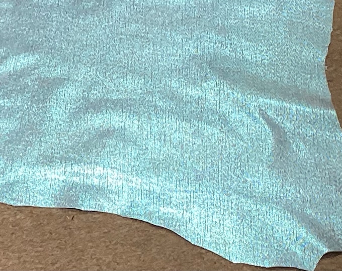 Metallic Light Blue Streaks Leather Lambskins.  OSM20540