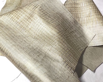 Embossed Gator Cowhide Leather Remnants: Gold & Silver Crafting Pieces