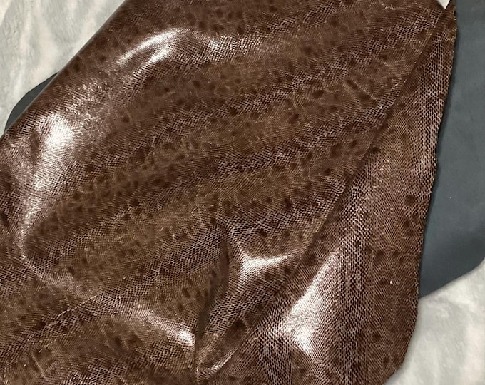 Brown Embossed Snakeskin Leather Cowhide Remnant.  CL57