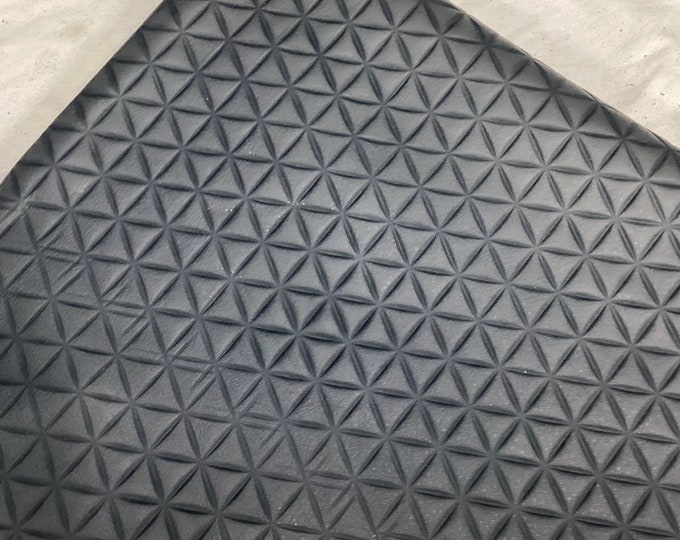 Storm Gray Embossed small Scale Triangle Pattern Leather Cowhide, TOWN226