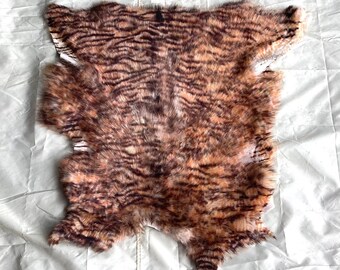 Tiger Print Hair on Lambskin.  Leather Hide,  Rug.  HOSM51