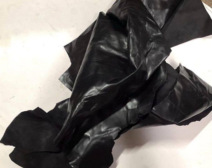Black Leather Cowhide Remnants. Leather Hide. Cowhide, crafting leather,  BR1027