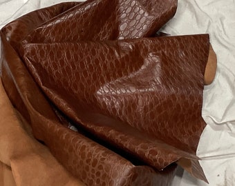 Brown Embossed Reptile Leather Cowhide Partial, HY 797