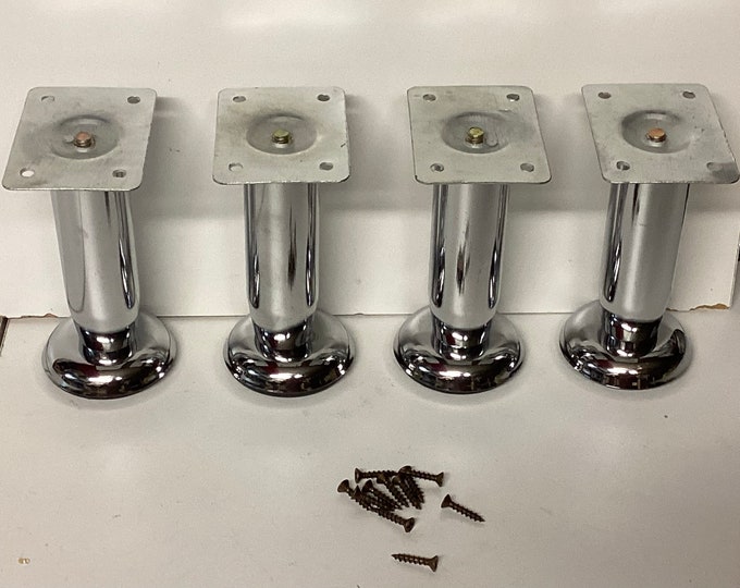 Nickel Plated Metal Round Furniture Legs.  LRT2648A