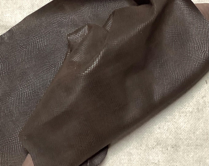 Brown Embossed Snakeskin Leather Cowhide Remnant,  LAC37