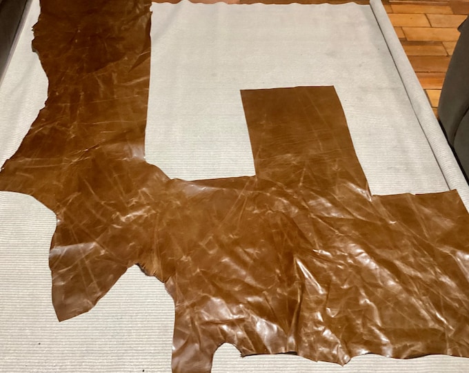 Pull up Melted Caramel Distressed Leather Cowhide Remnant BR05