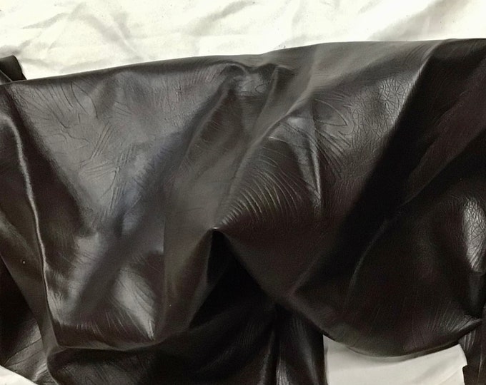 Chocolate Brown Embossed Leaves Leather Lambskin.  LAMB7404