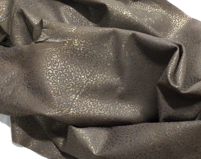 Ancient Persia Pewter Embossed Leather Cowhide Remnants, TOWN81