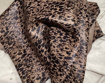 Brown with Black Print Leather Lambskin. OSM10204