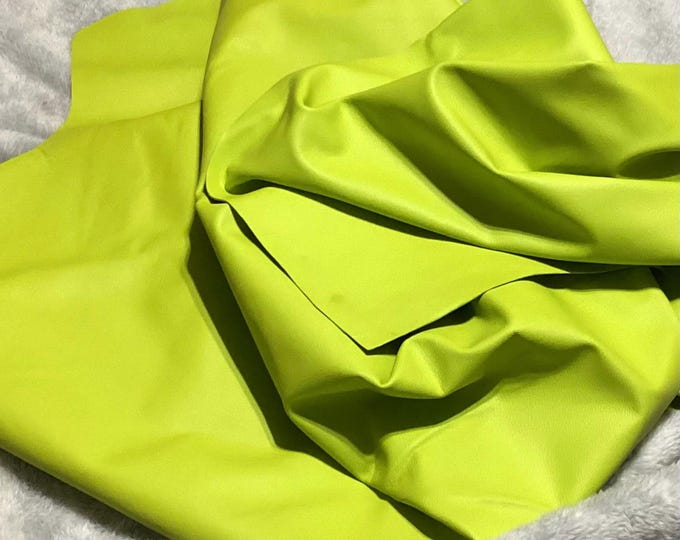 Chartreuse Leather Cowhide Sides, Upholstery Garment Crafting Leather 621CL