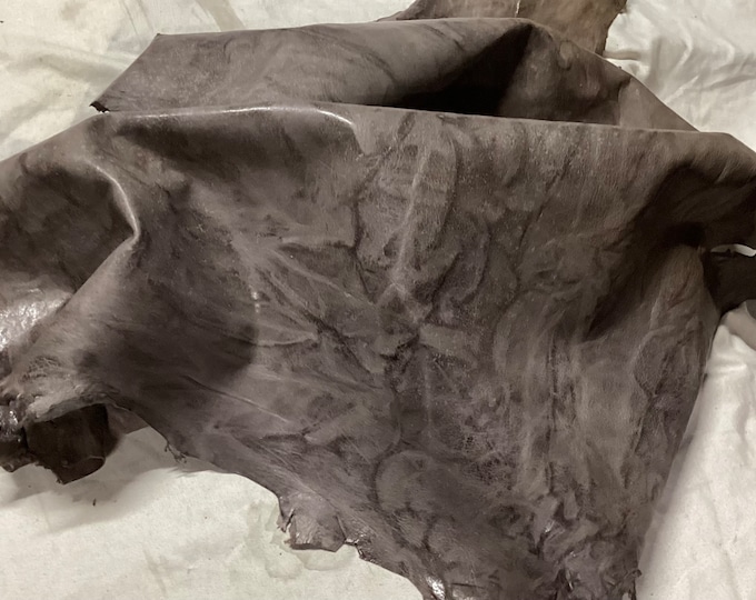 Stone Gray Distressed Leather Sheepskin.  PD12