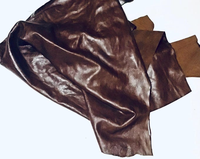 Harness Brown Leather acowhide Remnants. Leather Pieces. Cowhide,  DR1970