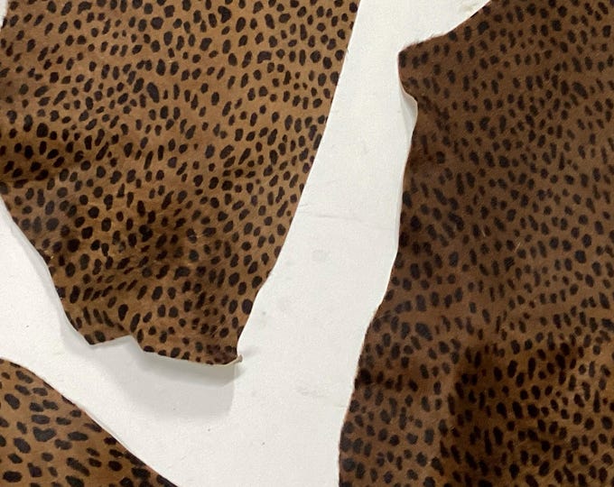 3 Pieces Baby Cheetah Print Leather Cowhide Remnants. Crafting Leather, VL52552