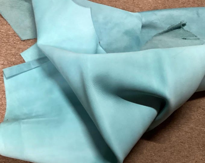 Turquoise Nubuck Leather Cowhide Remnants,  Leather Hides,  Cowhides,  CH01