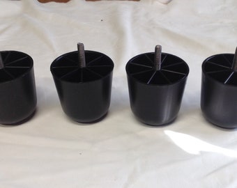 3 Inch Black Plastic Furniture Legs: Chair Risers, 5/16" Hanger Bolt.  1641