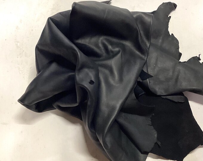 Indigo Blue Distressed Leather Deerskins. Leather Hides. Deerskins.  Crafting Leather.  BR1051