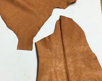 2 Pieces Matte Orange Leather Lambskins.  SPC83