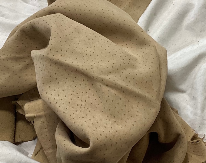 Tan Ostrich Print Suede Leather Lambskin, DD2294