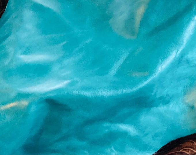 Turquoise Leather Cowhide Remnants,  crafting Leather.  NC104