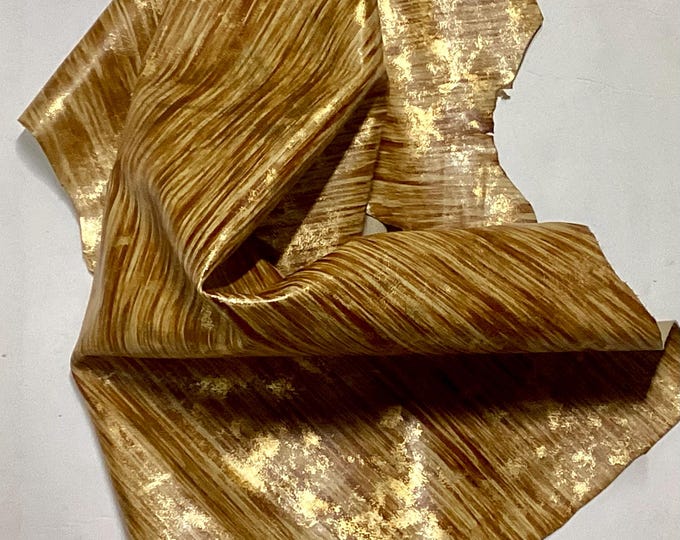 Shades of Gold with Metallic Flakes Leather Lambskins. Leather Hides. Bag Leather. Soft leather,  OSM628